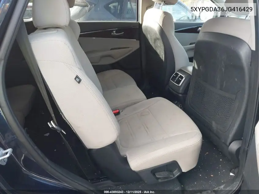 5XYPGDA36JG416429 2018 Kia Sorento 2.4L Lx