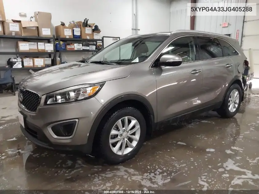 5XYPG4A33JG405288 2018 Kia Sorento 2.4L Lx
