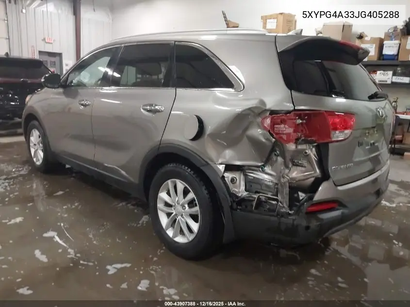5XYPG4A33JG405288 2018 Kia Sorento 2.4L Lx
