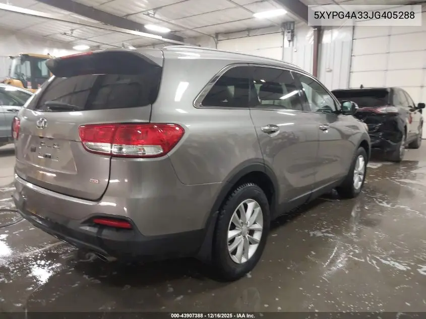 5XYPG4A33JG405288 2018 Kia Sorento 2.4L Lx