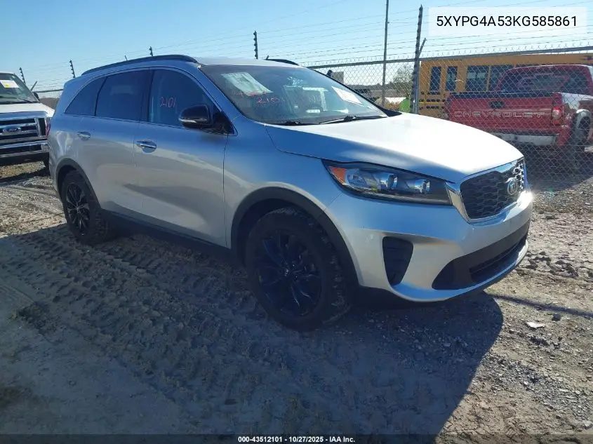5XYPG4A53KG585861 2019 Kia Sorento 3.3L S