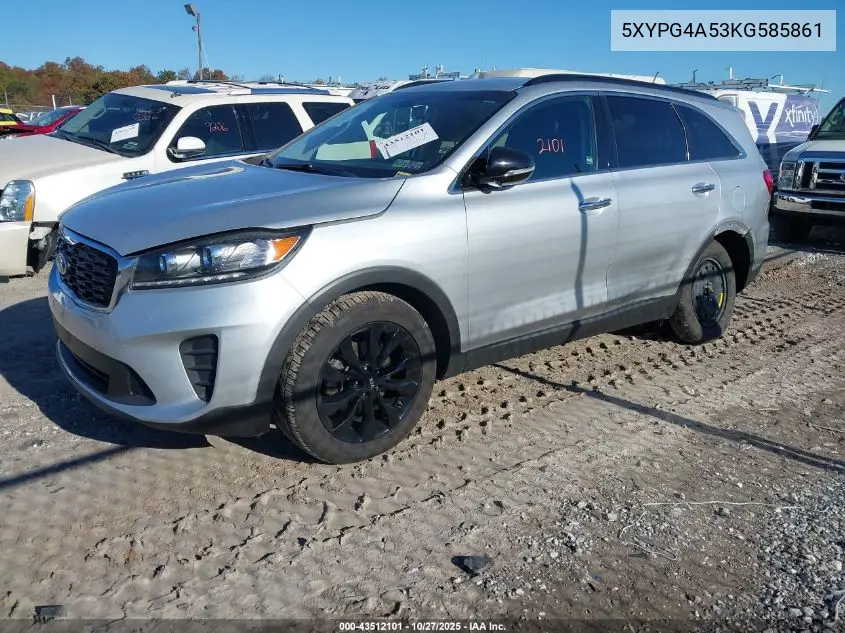 5XYPG4A53KG585861 2019 Kia Sorento 3.3L S