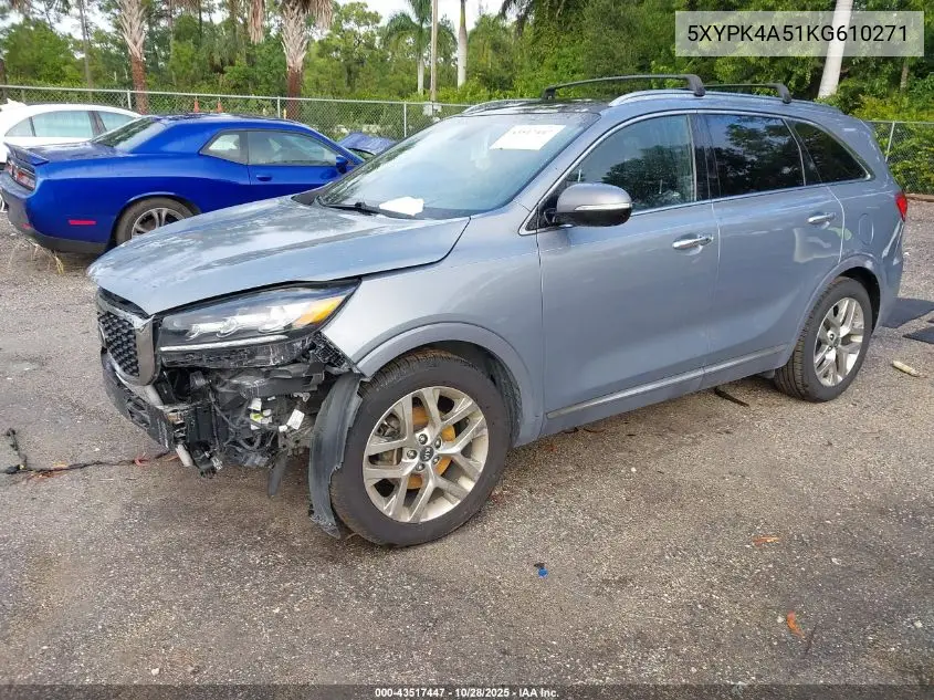 5XYPK4A51KG610271 2019 Kia Sorento 3.3L Sxl