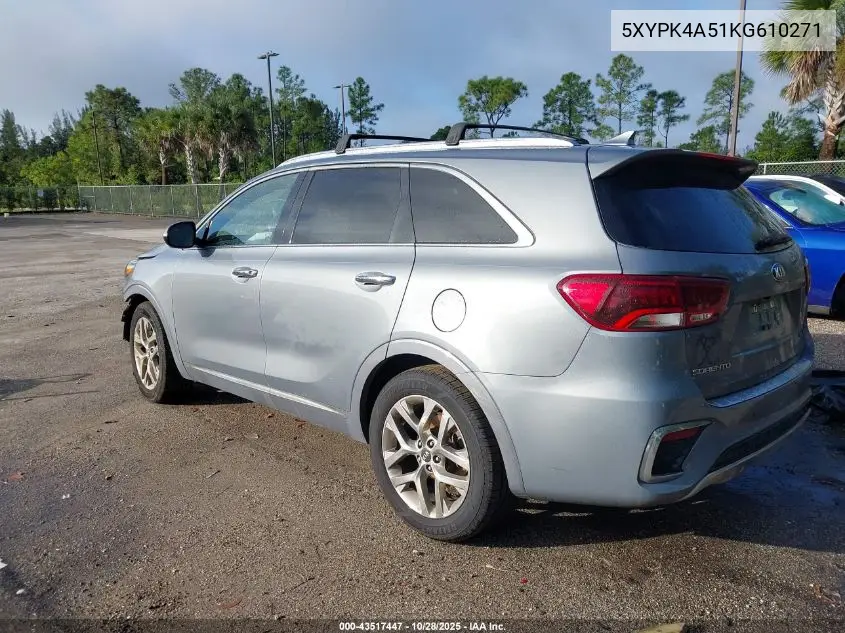 5XYPK4A51KG610271 2019 Kia Sorento 3.3L Sxl