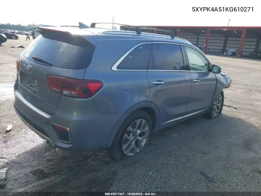 5XYPK4A51KG610271 2019 Kia Sorento 3.3L Sxl