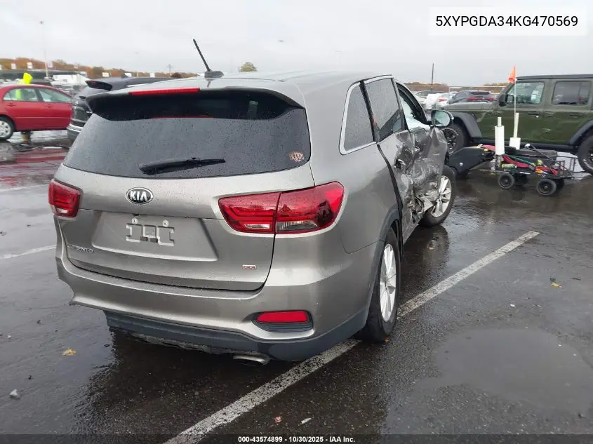 5XYPGDA34KG470569 2019 Kia Sorento 2.4L Lx