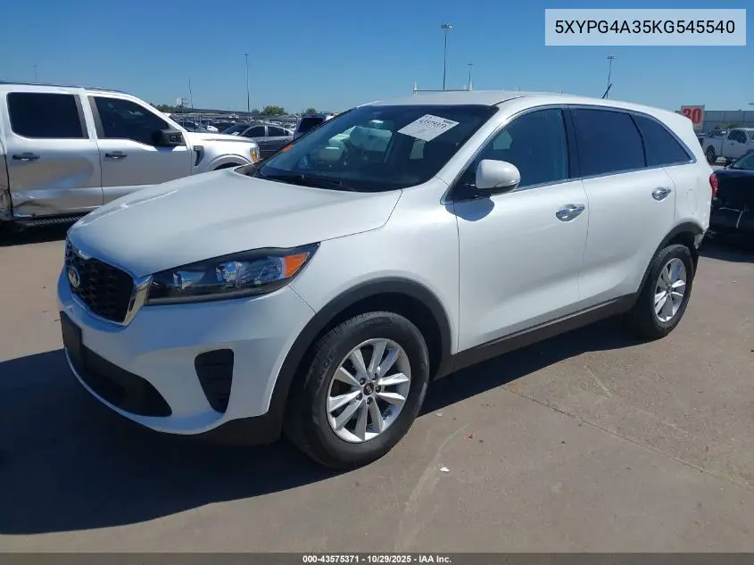 5XYPG4A35KG545540 2019 Kia Sorento 2.4L Lx