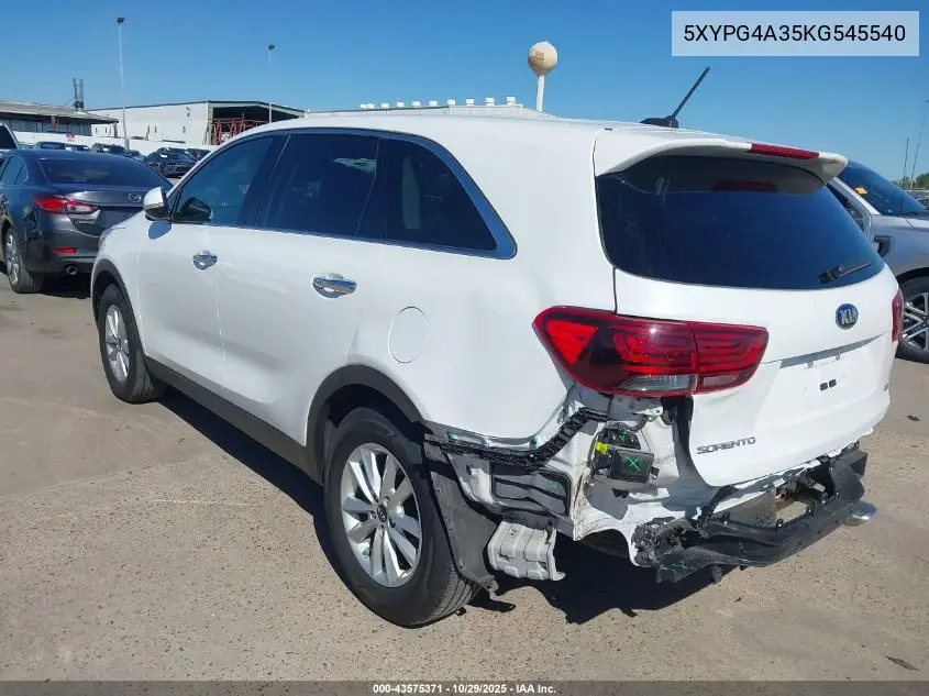 5XYPG4A35KG545540 2019 Kia Sorento 2.4L Lx