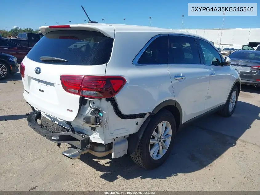 5XYPG4A35KG545540 2019 Kia Sorento 2.4L Lx