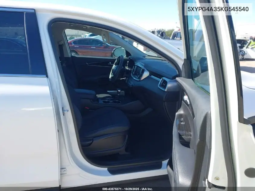 5XYPG4A35KG545540 2019 Kia Sorento 2.4L Lx