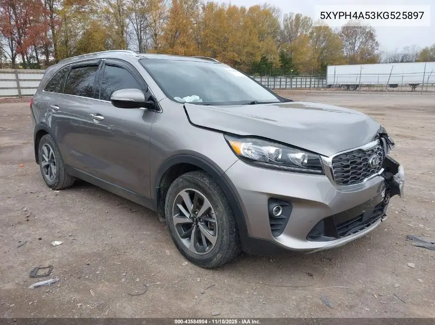 5XYPH4A53KG525897 2019 Kia Sorento 3.3L Ex