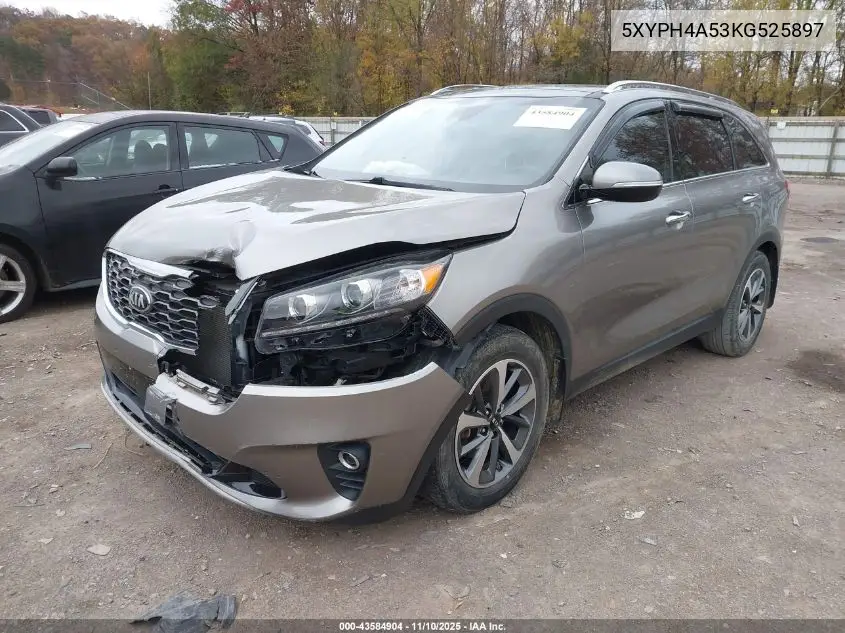 5XYPH4A53KG525897 2019 Kia Sorento 3.3L Ex