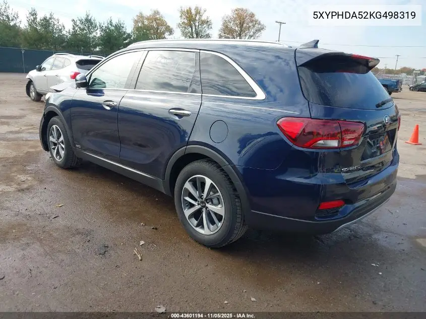 5XYPHDA52KG498319 2019 Kia Sorento 3.3L Ex