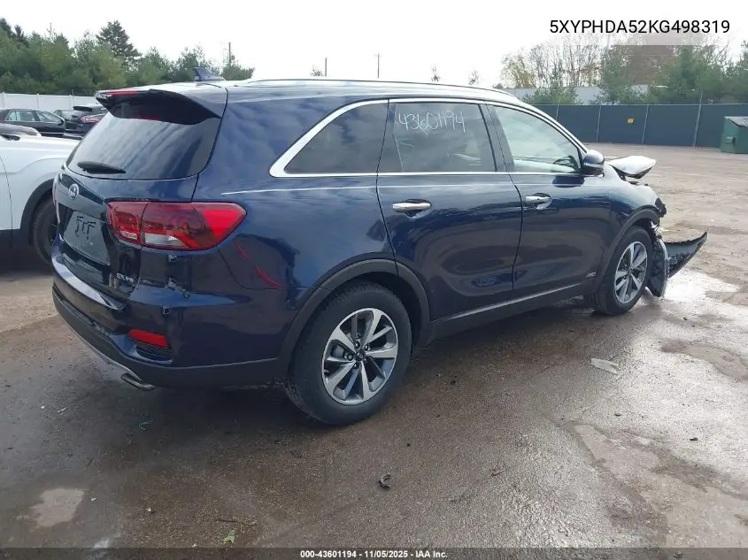 5XYPHDA52KG498319 2019 Kia Sorento 3.3L Ex