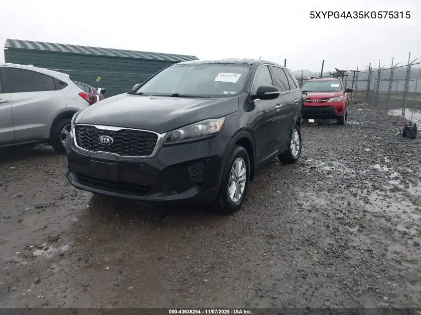 5XYPG4A35KG575315 2019 Kia Sorento 2.4L Lx