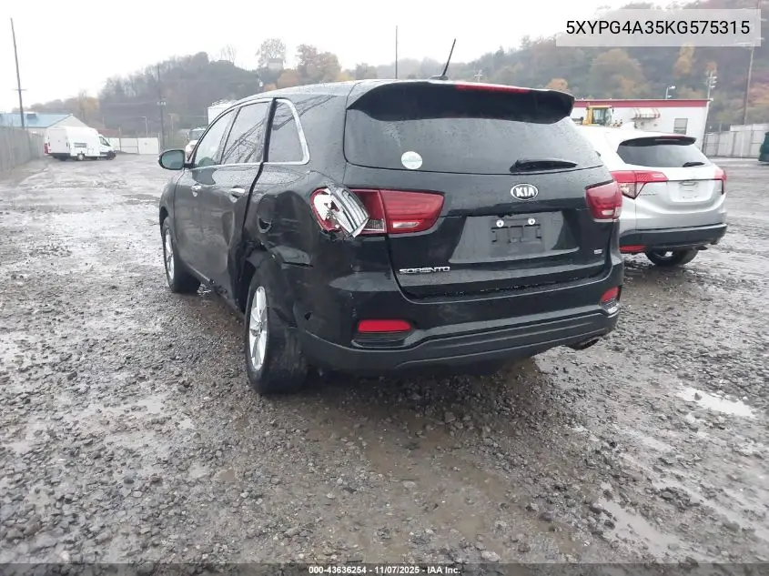 5XYPG4A35KG575315 2019 Kia Sorento 2.4L Lx