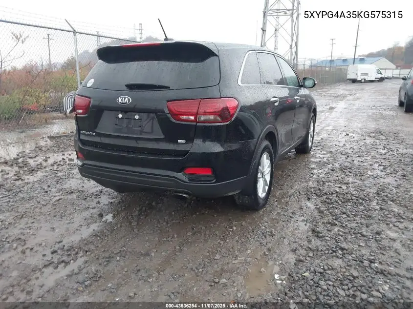 5XYPG4A35KG575315 2019 Kia Sorento 2.4L Lx