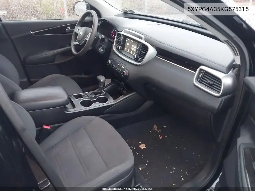 5XYPG4A35KG575315 2019 Kia Sorento 2.4L Lx