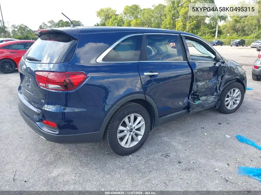 5XYPG4A58KG495315 2019 Kia Sorento 3.3L Lx