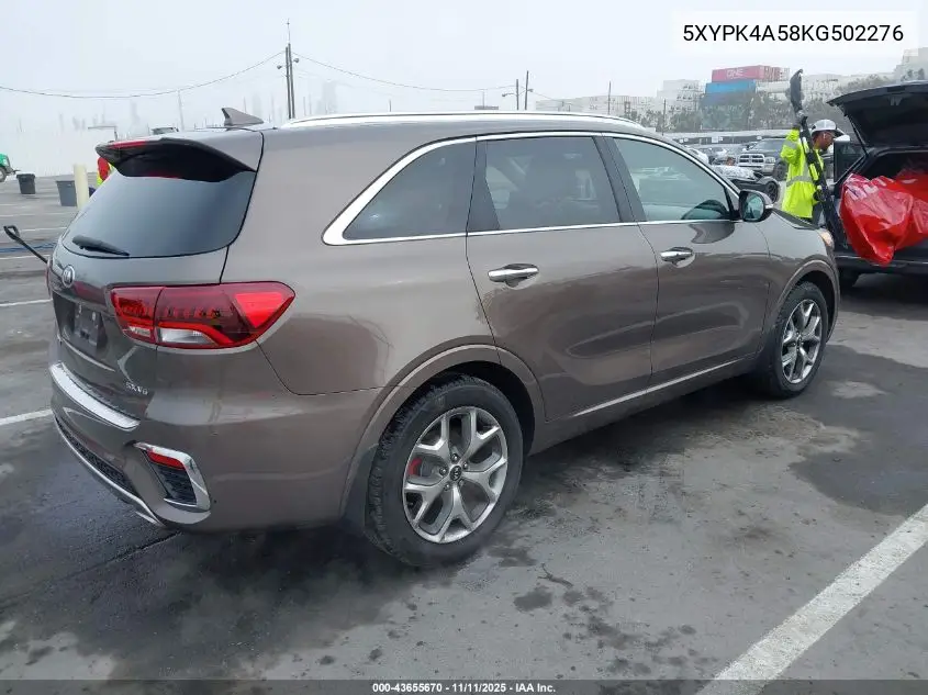 5XYPK4A58KG502276 2019 Kia Sorento 3.3L Sx