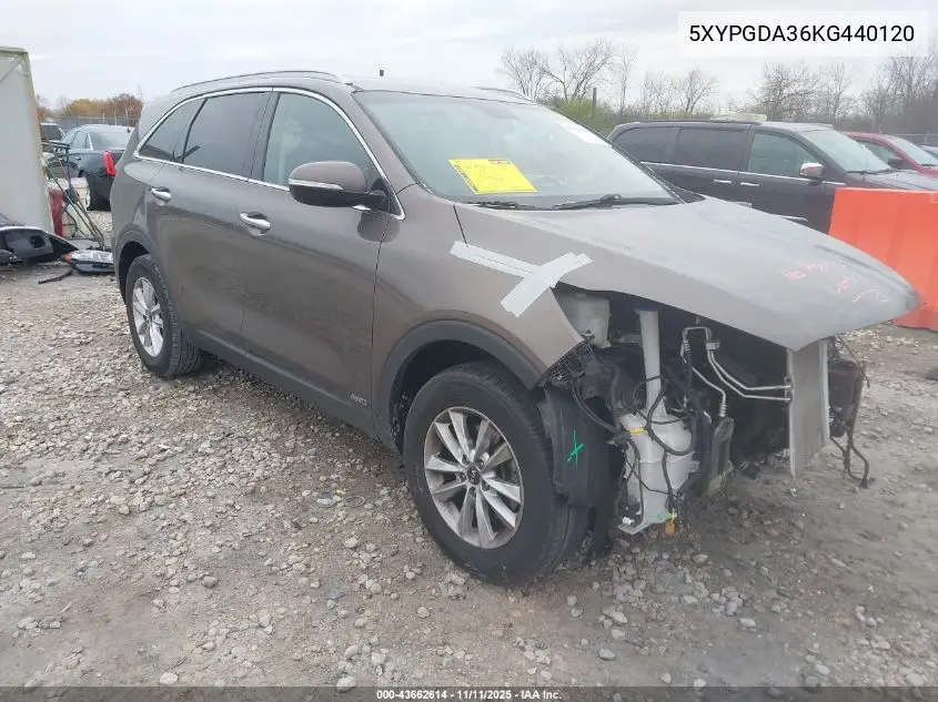 5XYPGDA36KG440120 2019 Kia Sorento 2.4L Lx