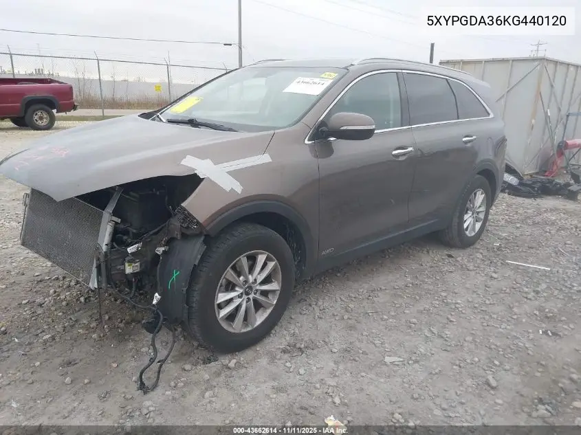 5XYPGDA36KG440120 2019 Kia Sorento 2.4L Lx