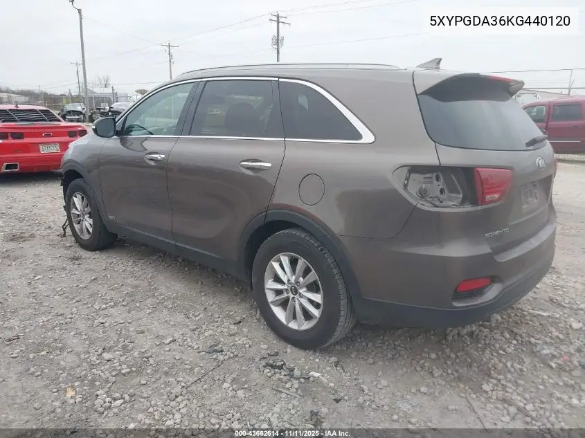 5XYPGDA36KG440120 2019 Kia Sorento 2.4L Lx