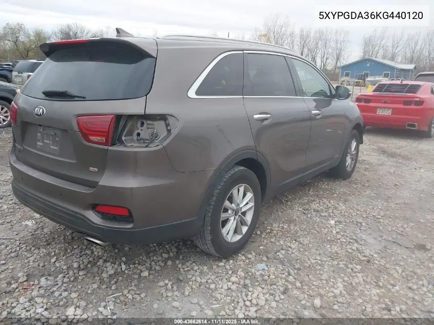 5XYPGDA36KG440120 2019 Kia Sorento 2.4L Lx