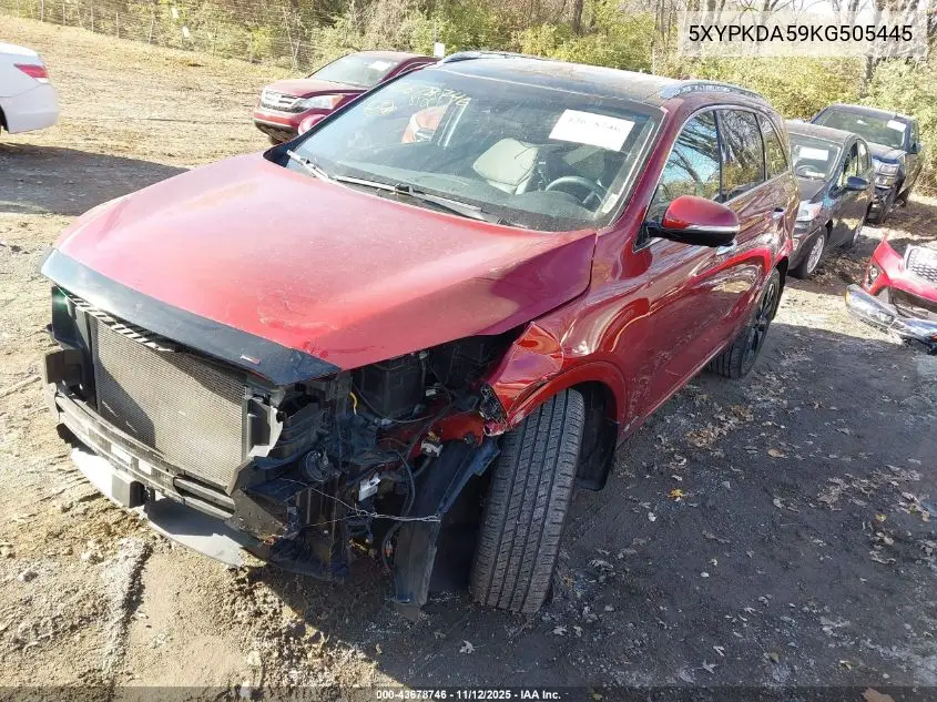 5XYPKDA59KG505445 2019 Kia Sorento 3.3L Sx
