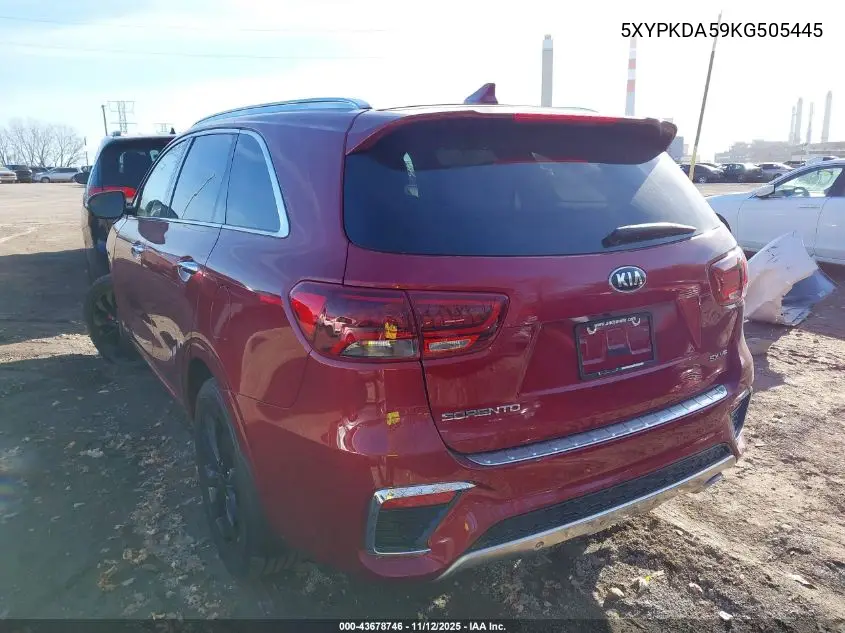 5XYPKDA59KG505445 2019 Kia Sorento 3.3L Sx