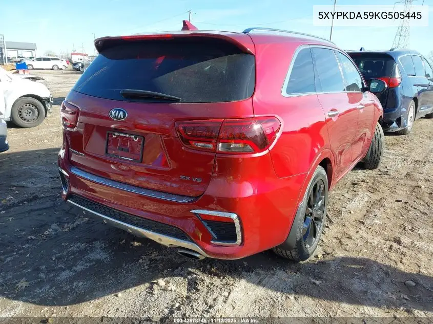 5XYPKDA59KG505445 2019 Kia Sorento 3.3L Sx