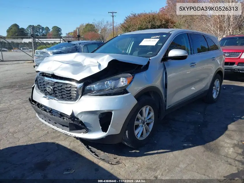 5XYPGDA39KG526313 2019 Kia Sorento 2.4L Lx