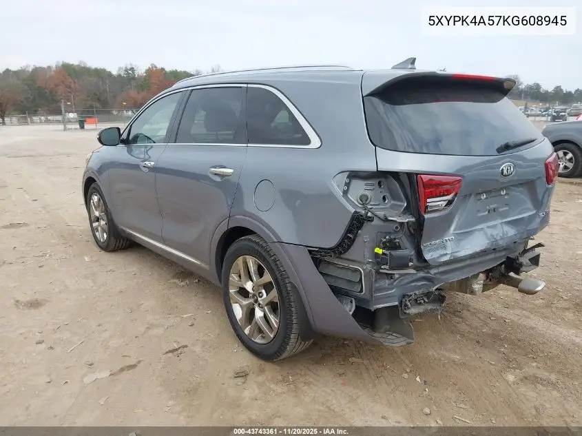 5XYPK4A57KG608945 2019 Kia Sorento 3.3L Sxl