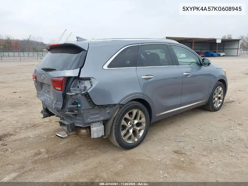 5XYPK4A57KG608945 2019 Kia Sorento 3.3L Sxl