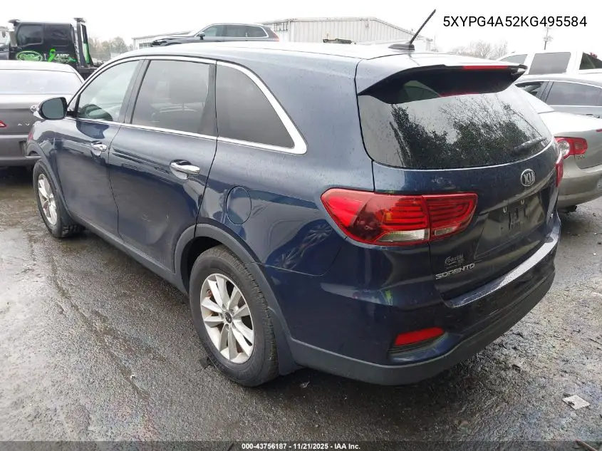 5XYPG4A52KG495584 2019 Kia Sorento 3.3L Lx
