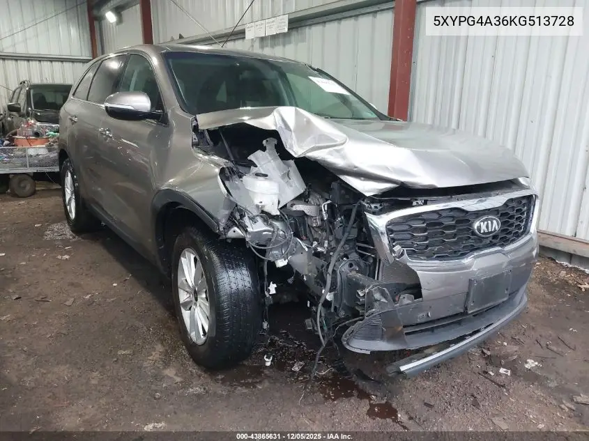 5XYPG4A36KG513728 2019 Kia Sorento 2.4L Lx