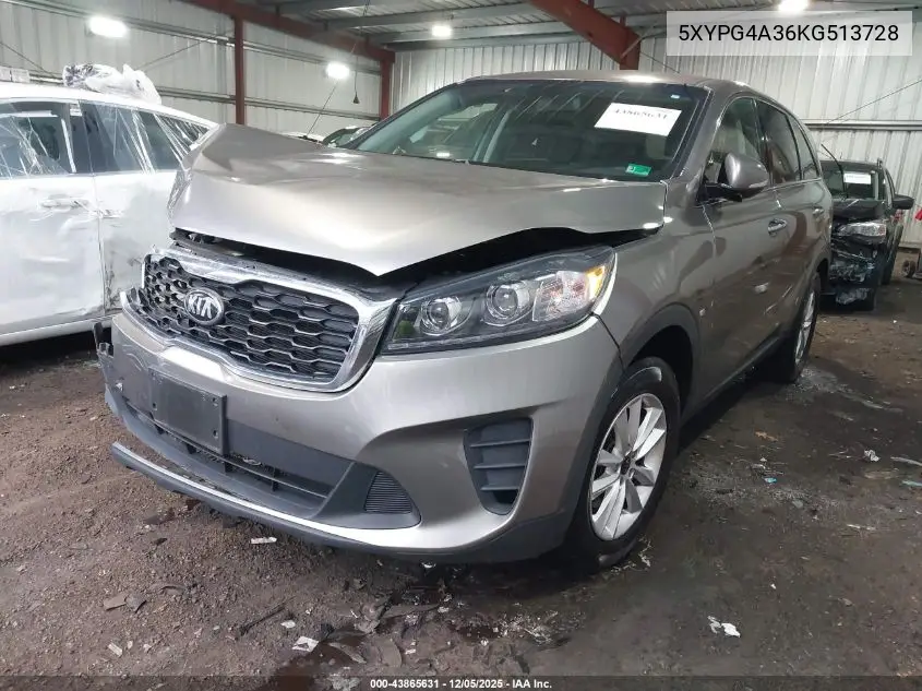 5XYPG4A36KG513728 2019 Kia Sorento 2.4L Lx