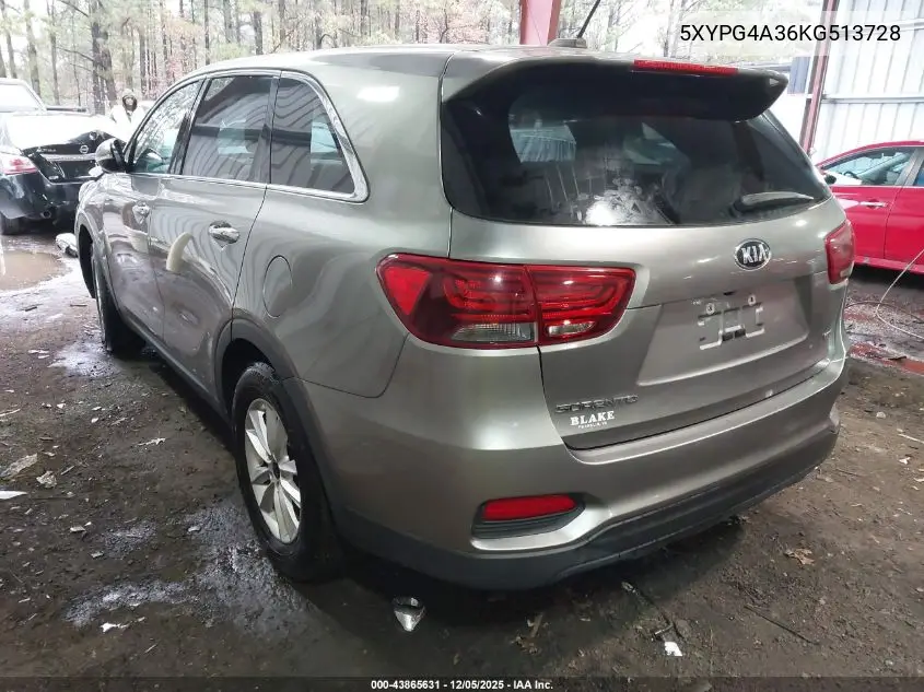 5XYPG4A36KG513728 2019 Kia Sorento 2.4L Lx