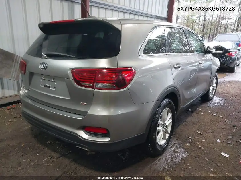 5XYPG4A36KG513728 2019 Kia Sorento 2.4L Lx
