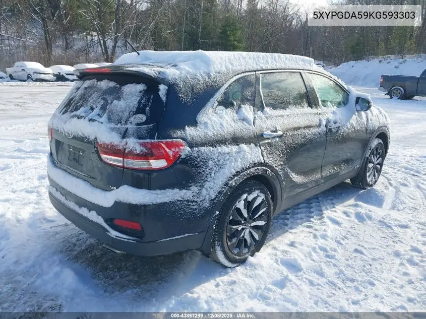 5XYPGDA59KG593303 2019 Kia Sorento 3.3L S