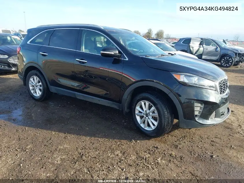 5XYPG4A34KG494824 2019 Kia Sorento 2.4L Lx