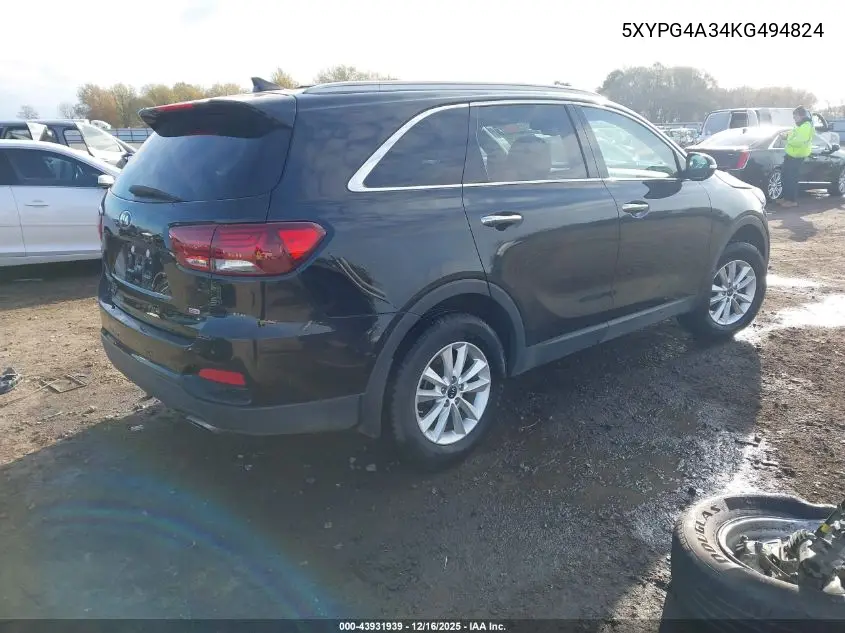 5XYPG4A34KG494824 2019 Kia Sorento 2.4L Lx
