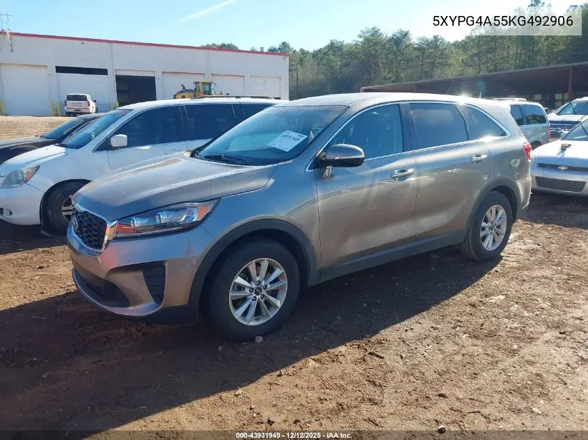 5XYPG4A55KG492906 2019 Kia Sorento 3.3L Lx