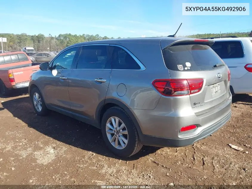 5XYPG4A55KG492906 2019 Kia Sorento 3.3L Lx