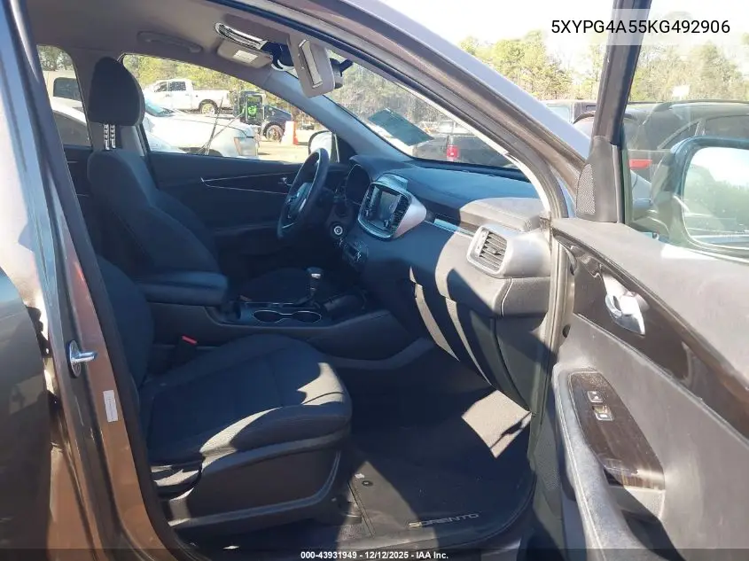 5XYPG4A55KG492906 2019 Kia Sorento 3.3L Lx