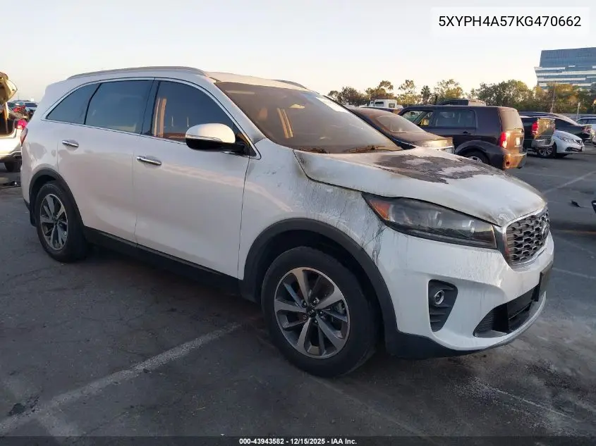 5XYPH4A57KG470662 2019 Kia Sorento 3.3L Ex