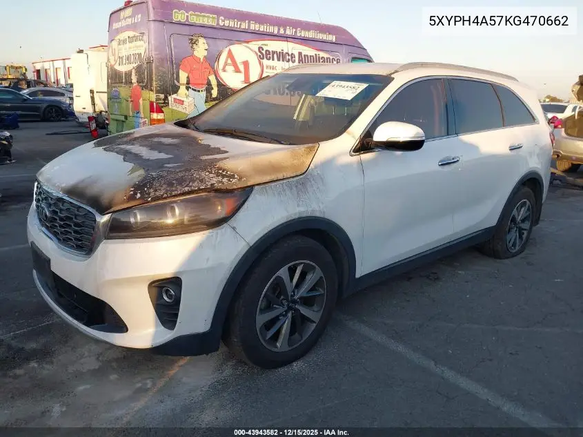 5XYPH4A57KG470662 2019 Kia Sorento 3.3L Ex