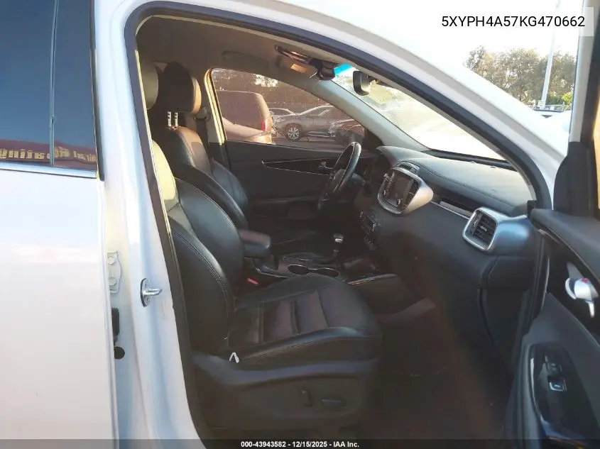 5XYPH4A57KG470662 2019 Kia Sorento 3.3L Ex