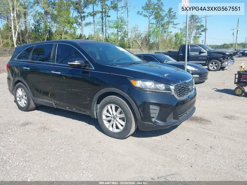 5XYPG4A3XKG567551 2019 Kia Sorento 2.4L L