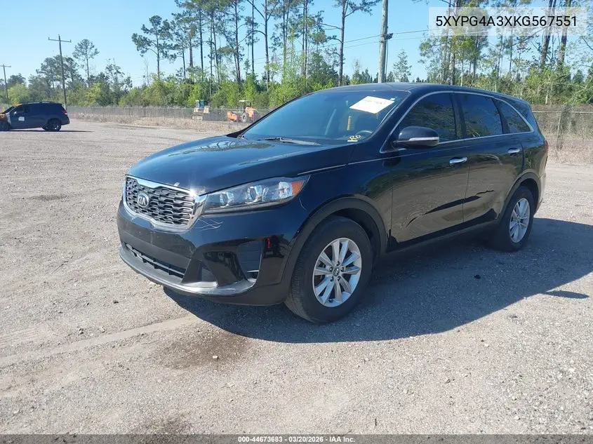 5XYPG4A3XKG567551 2019 Kia Sorento 2.4L L